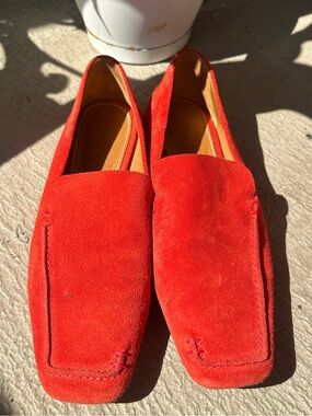 STAUD Red Suede Men's Slip-On Loafers